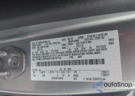 2023 Ford Escape St-Line Elite z USA, uszkodzony, nr VIN 1FMCU9PA6PUB10733